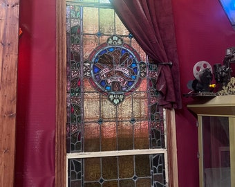 Antique Stained Glass Door Window - Pair