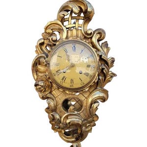 Antique Swedish Westerstrand Gold Rococo Cartouche Clock image 1