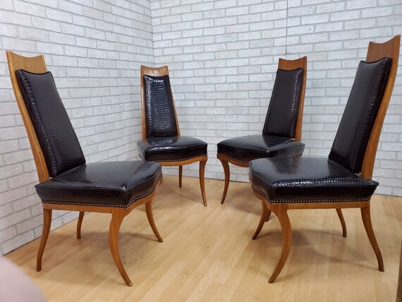 MCM Klismos Style High Back Walnut Dining Chairs for Bethlehem