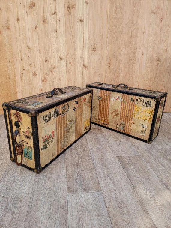 Vintage Trunk Style Travel Luggage - Set of 2 - image 3