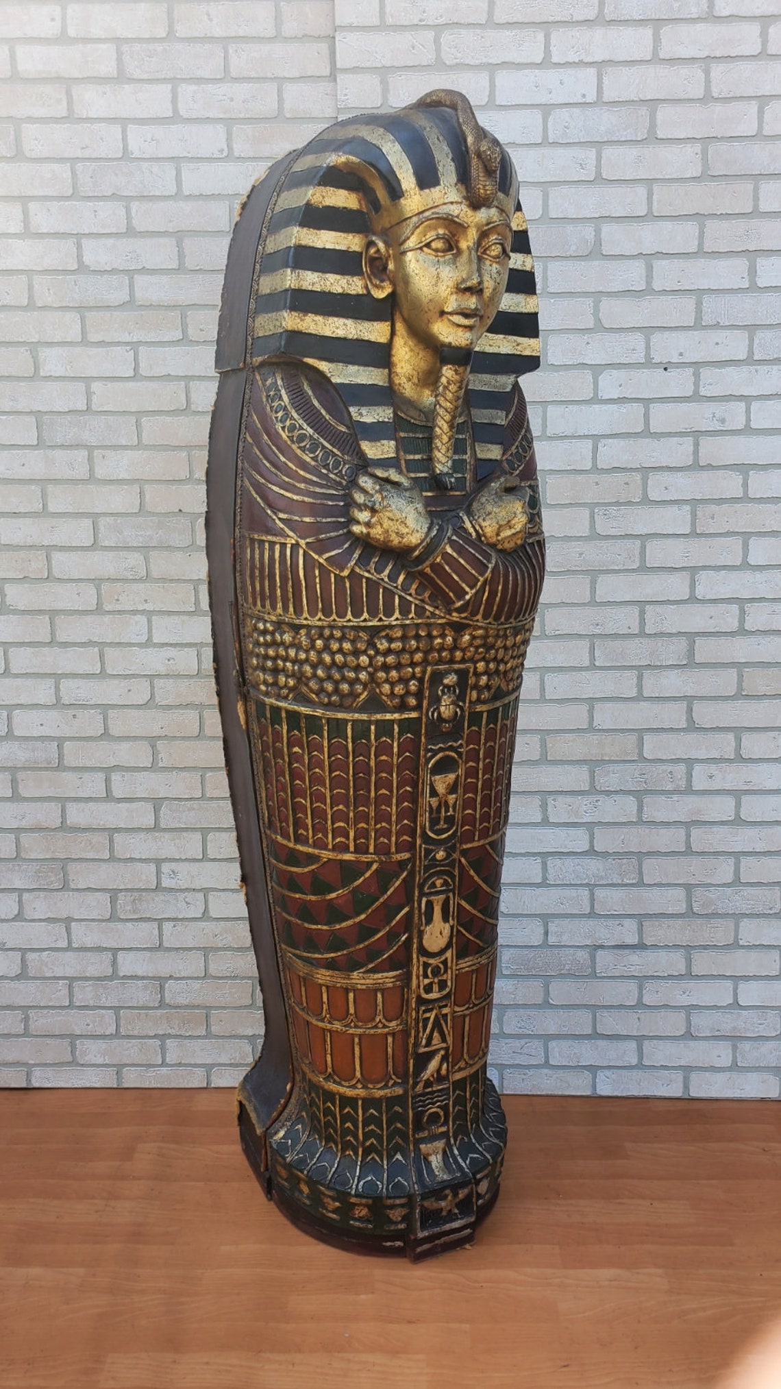 Egyptian Revival Style King Tut Life Size Sarcophagus Statue Etsy