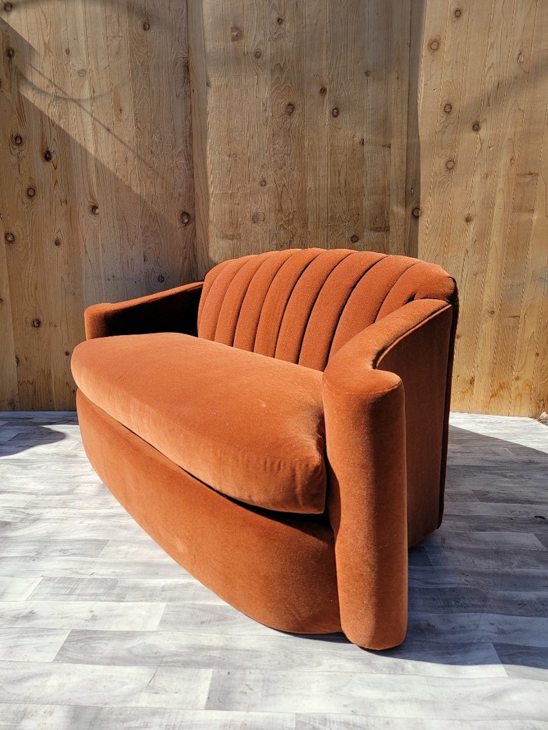 Mid Century Modern Channel Back Loveseat by Larry Laszlo Newly Etsy