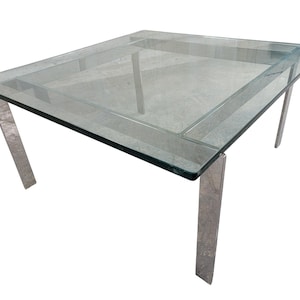 Mid Century Modern Fritz Hansen Style Beveled Glass Top Coffee Table