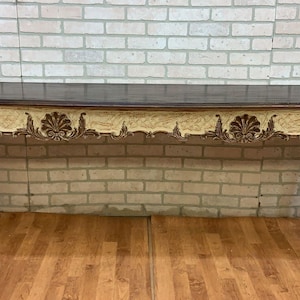 Vintage French Provincial Hand Carved Console Table with Cherry Wood Top