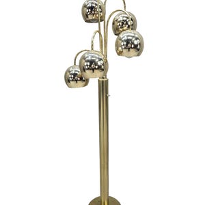 Lámpara de pie esférica dorada de 5 luces estilo Mid Century Modern