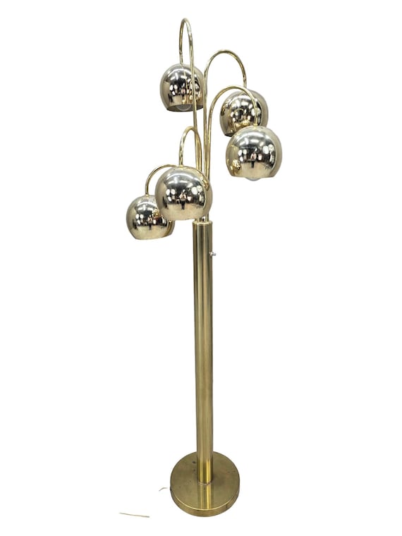 Mid Century Modern Gold 5 Light Orb Floor Lamp