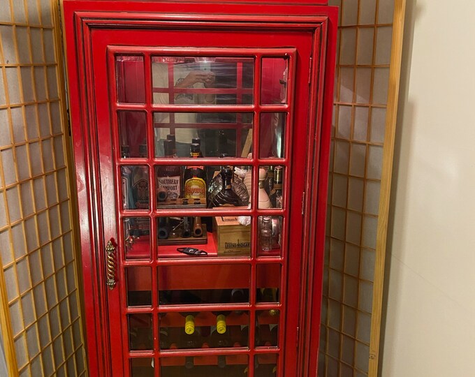 Vintage English Style Red Telephone Booth Bar Etsy