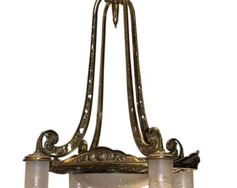 Antik Art Deco - Neoklassisk mässingskrona