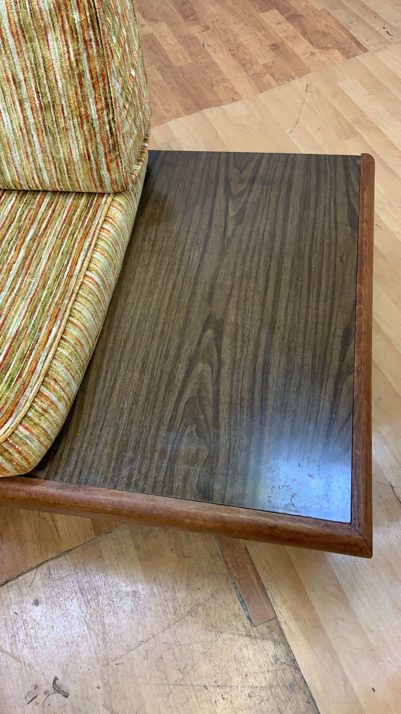 Mid Century Modern Adrian Pearsall Oak Daybed Sofa with Floating End Tables image 9