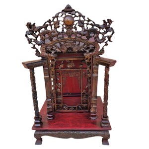 Antique Authentic Chinese Carved Ornate Wood Altar Shrine