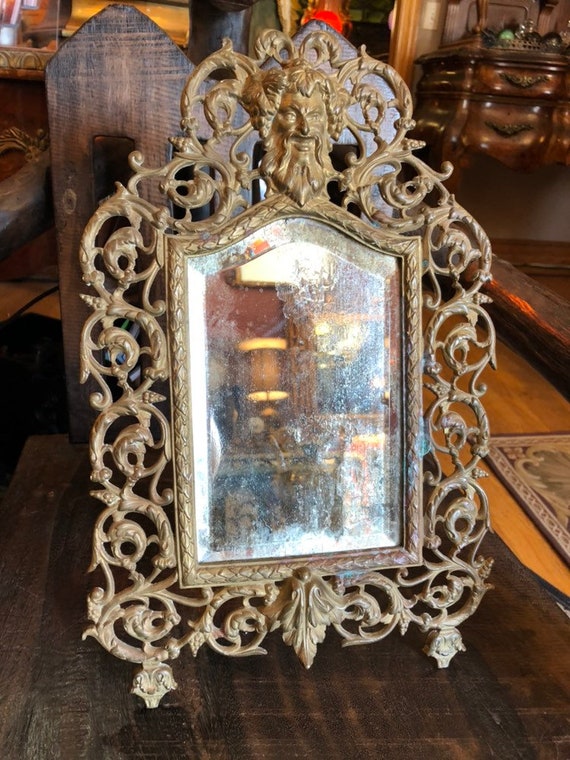 Details about   Antique Victorian Ornate Gilt Brass Pair of Easel Table Mirrors 