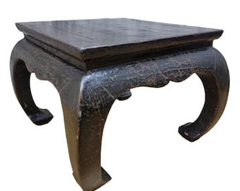 Antique Shanxi Province Linen Wrapped Elm Side Table