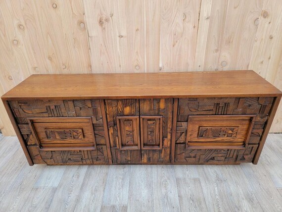 Mid Century Modern Lane Pueblo Brutalist Lowboy Dresser Etsy