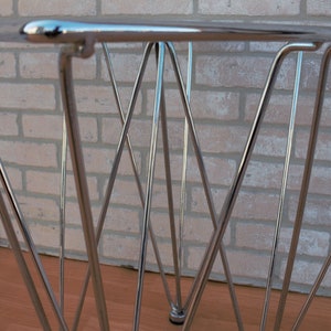 Mid Century Modern Geometric Inverted Pyramidal Chrome Base Glass Top Cocktail Side Table In the Style of Paolo Piva image 8