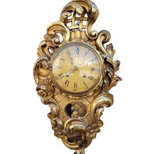 Antique Swedish Westerstrand Gold Rococo Cartouche Clock image 2