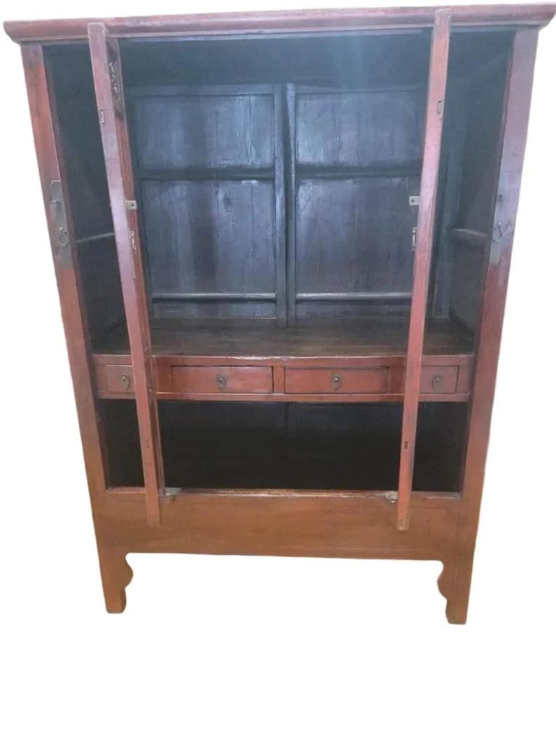 Antique Shanxi Province Red Elm Cabinet image 4