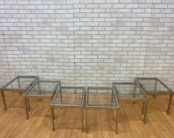 Mid Century Modern Milo Baughman DIA Chrome and Glass Square Side Tables - Set of 6