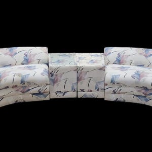 Postmodern Kagan Style Curved Sectional Sofa with 2 Side Tables
