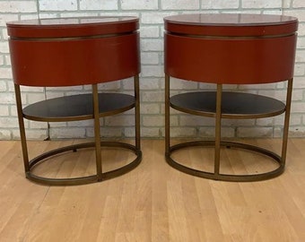 Vintage Modern Specialdesignad Oval Sidobord/Nightstand - Par