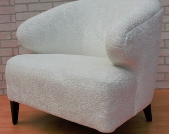 Vintage Modern Scandinavian Flemming Lassen Attributed Slipper Lounge Chair Newly Upholstered