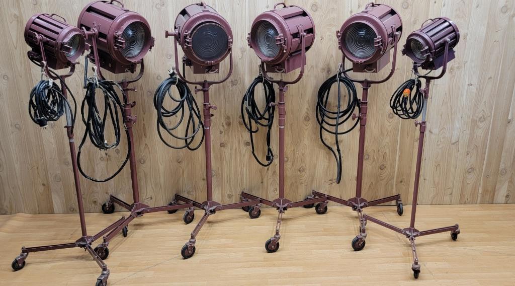 Vintage Mole Richardson Solar Spot Stage Light Floor Lamps 412 and