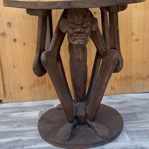 Antique African Tribal Figural Carved Table