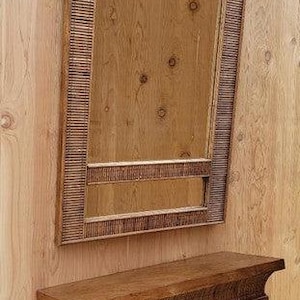 Hollywood Regency Bamboo and Rattan Mirror and Wall Mount Console Table by LaBarge