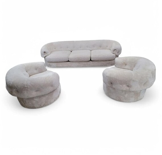 MCM Cream Teddy Bear Sofa by Schweiger Industries - Etsy