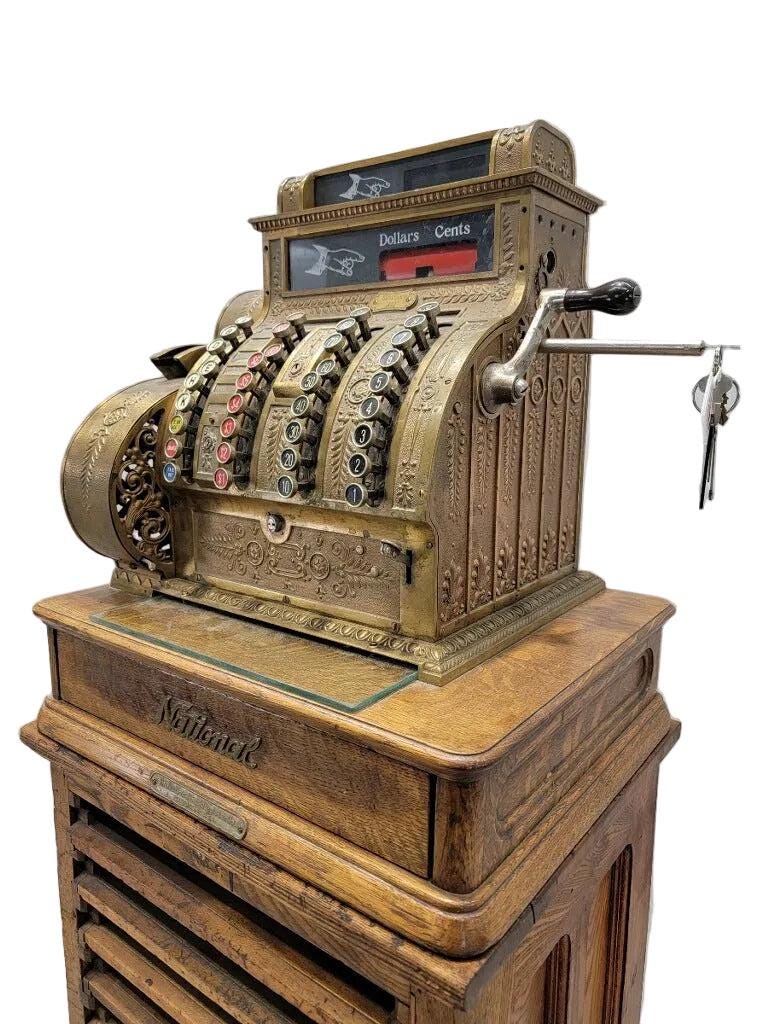 Antique National Cash Register Co. Model 422X With Paper Receipt