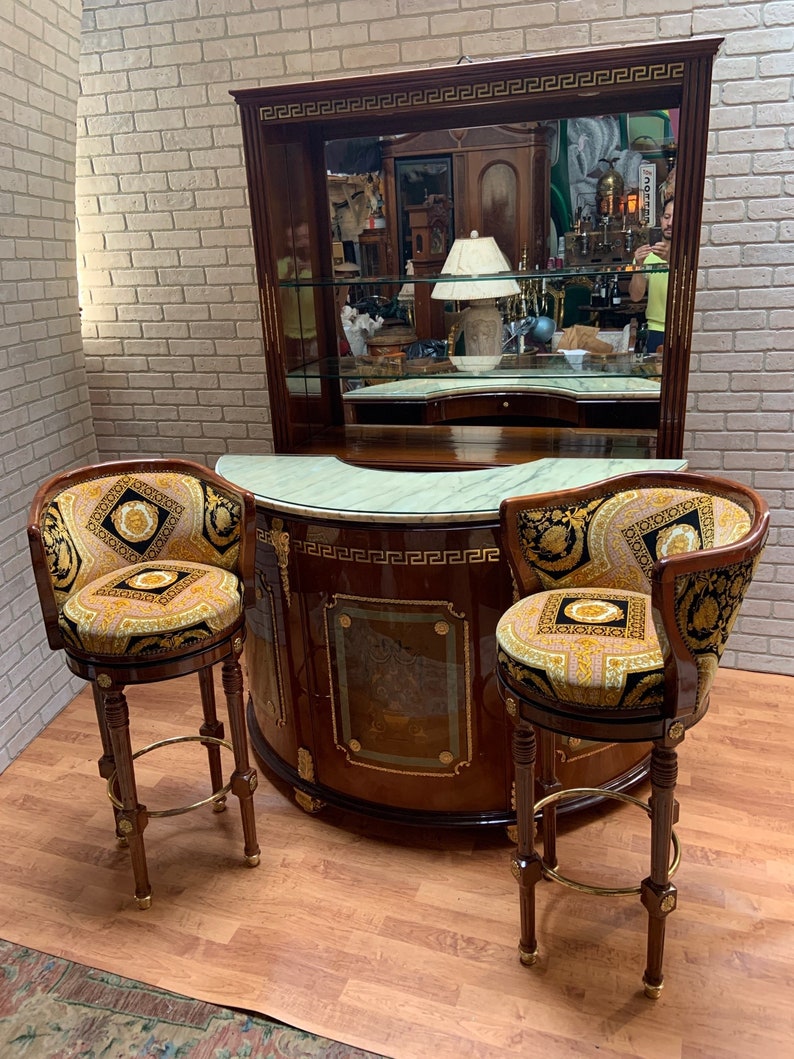 Versace Style Curved Bar With Liquor Display and Etsy