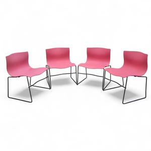 Mid Century Modern Massimo Vignelli for Knoll International Handkerchief Chairs in Red - 4 Piece Set