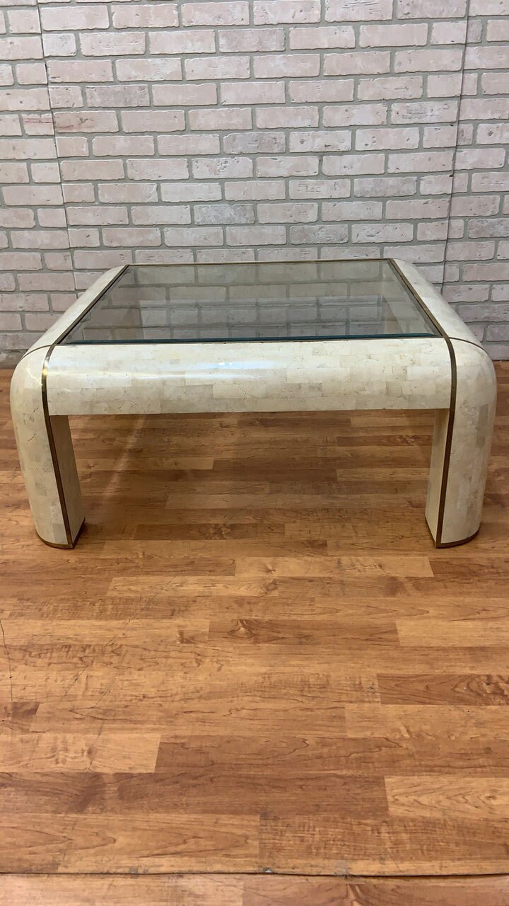 Mid Century Modern Karl Springer Style Tessellated Marble Coffee Table Etsy UK