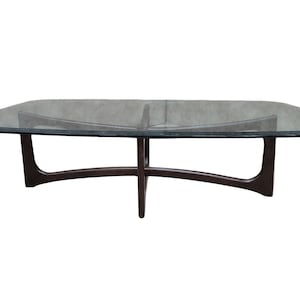 Mid Century moderne Fliege im Adrian Pearsall Stil mit rechteckiger Glasplatte Couchtisch