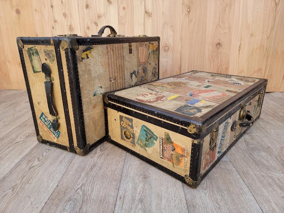 Vintage Trunk Style Travel Luggage Set of 2 Etsy New Zealand