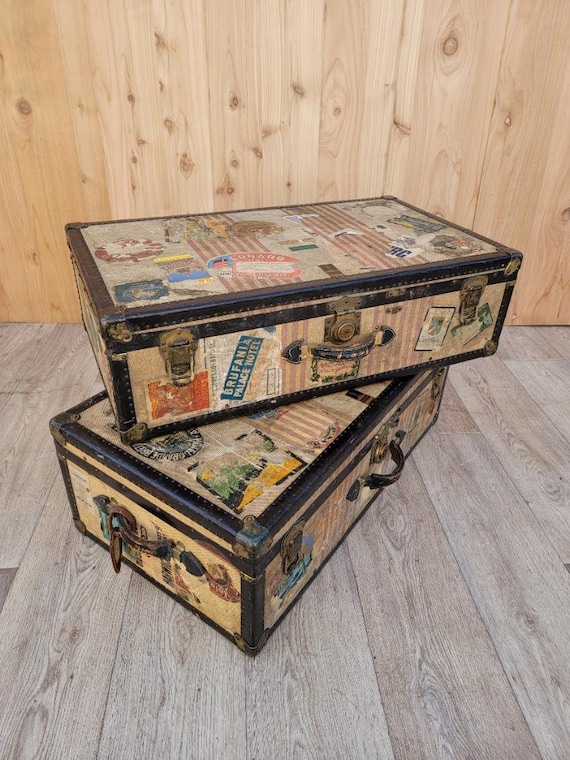 Vintage Trunk Style Travel Luggage - Set of 2 - image 8