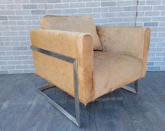 Mid Century Modern Milo Baughman For Thayer Coggin T-Back Cube Floating Chair Newly Upholstered