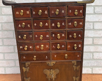 Antique Chinese 18 Drawer Medicine Apothecary Herb Cabinet