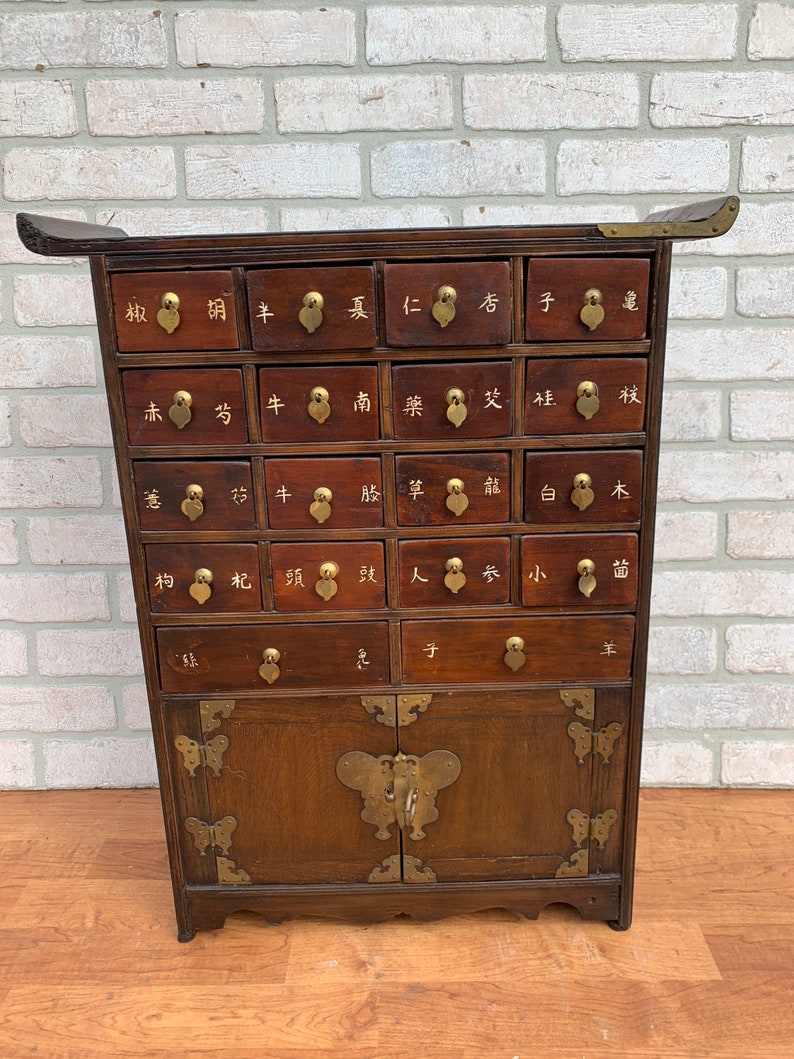 Antique Korean 18 Drawer Medicine Chest Herb Etsy