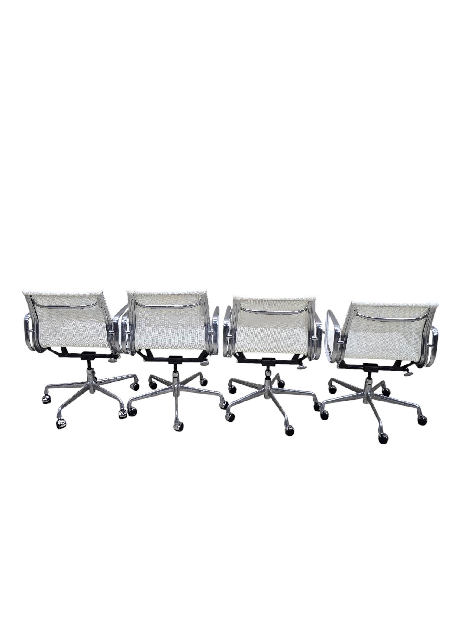 MCM Herman Miller Eames Low Back White Mesh Office Chairs – Set of