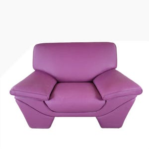 Postmodern Plum Leather Oversized Chair Set