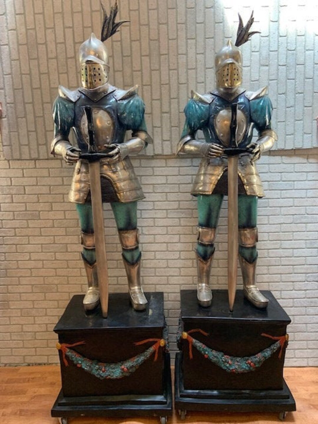 Life Size Medieval Bronze Knight With Sword Statue Pair Etsy