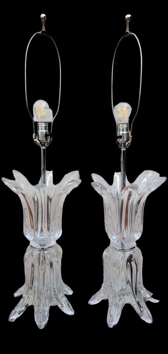 MCM "Splash" Glass Lamps by Art Vannes France - Pair