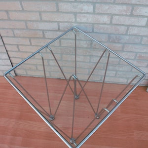 Mid Century Modern Geometric Inverted Pyramidal Chrome Base Glass Top Cocktail Side Table In the Style of Paolo Piva image 6