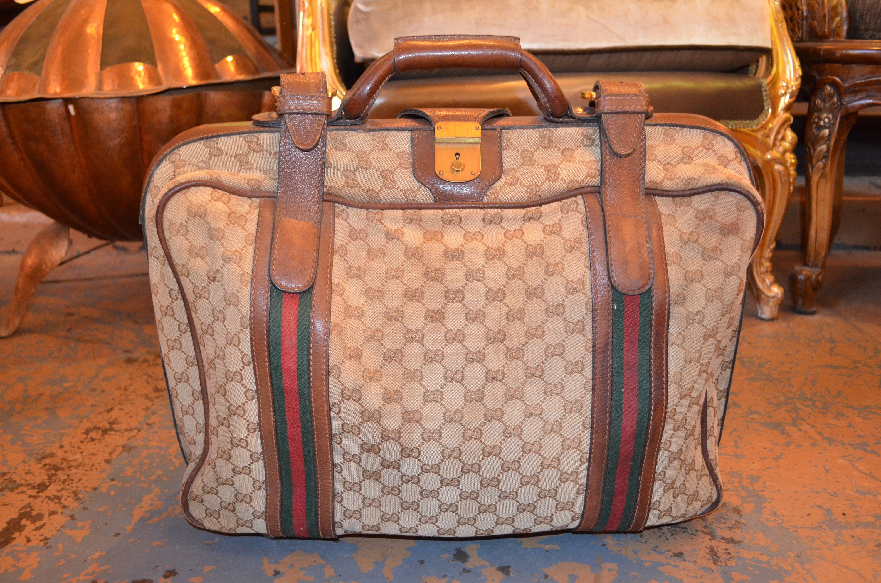 80s Gucci Mongram Travel Case - Lucky Vintage