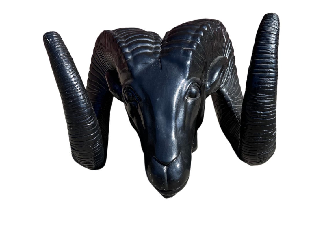 Painted Rams Head Vintage Black Rams Head Sculpture - Etsy