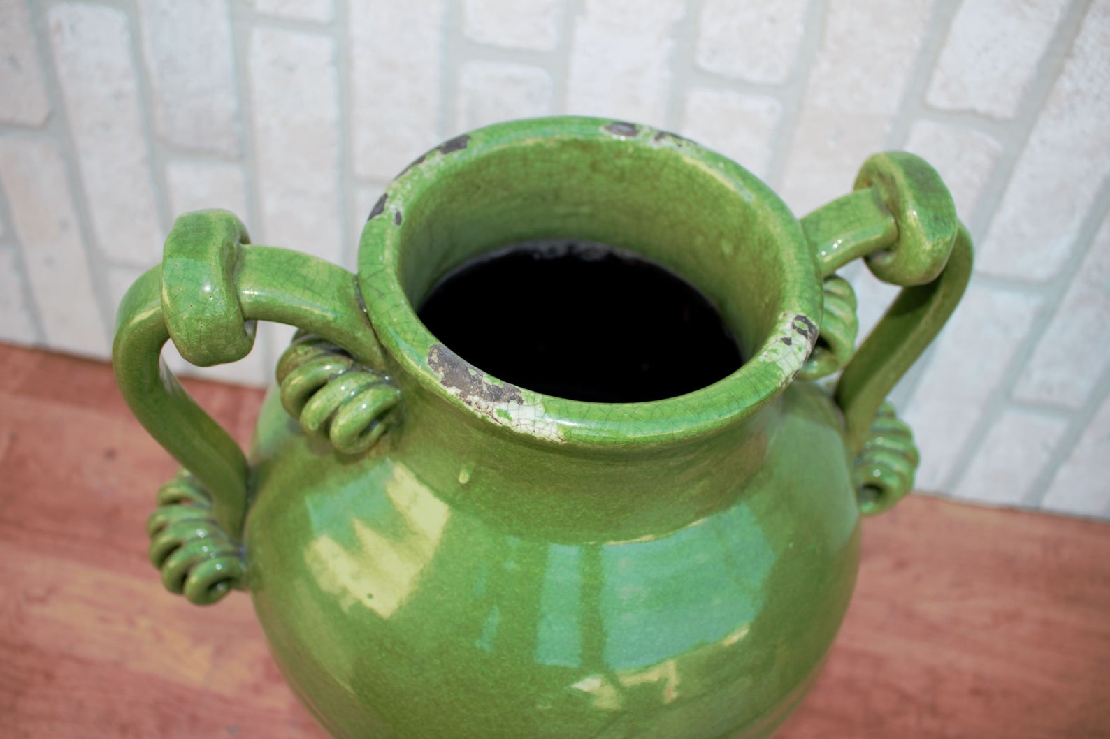 Vintage Ceramic Green Amphora Shaped Vase with Removable Lid Etsy