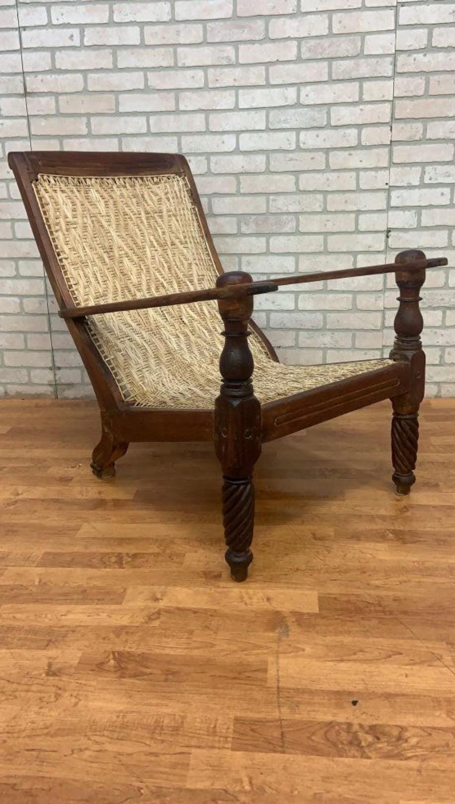 Antique Woven Back British Colonial Plantation Tea Chair Etsy Canada
