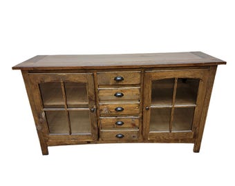 Vintage rustieke vitrinekast van teruggewonnen Barnwood Cottage
