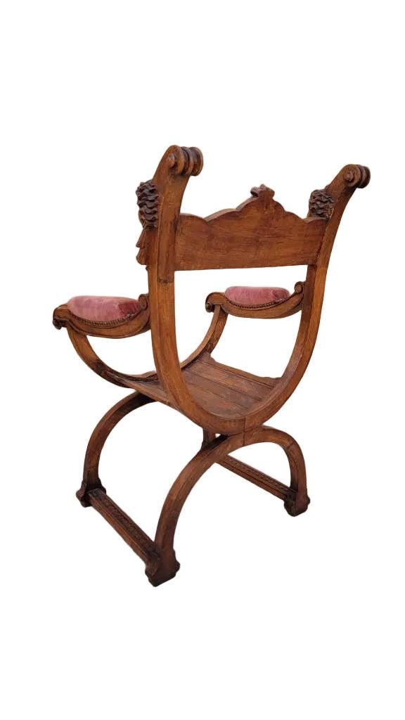 0708-011 サヴォナローラチェア Antique Italian Renaissance Style Figural Savonarola Chair - Etsy