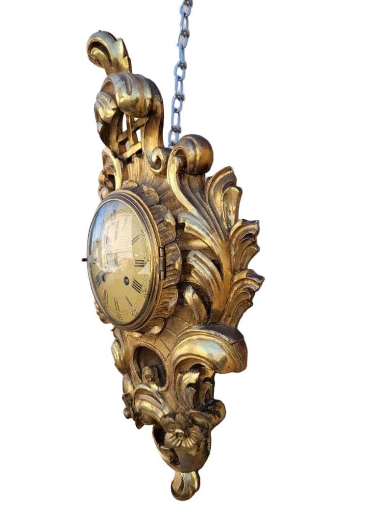 Antique Swedish Westerstrand Gold Rococo Cartouche Clock image 4